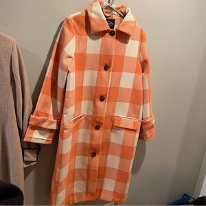 Orange and Cream Checkered Plaid coat